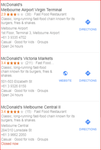sample mcdonalds search results
