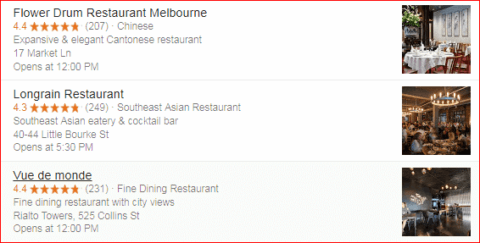 Restaraunts in Melbourne