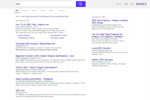 Yahoo SEO SERP image