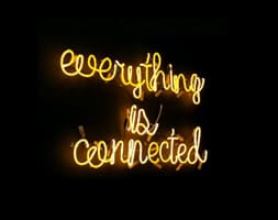 Everything is Connected in Yellow Led Letters