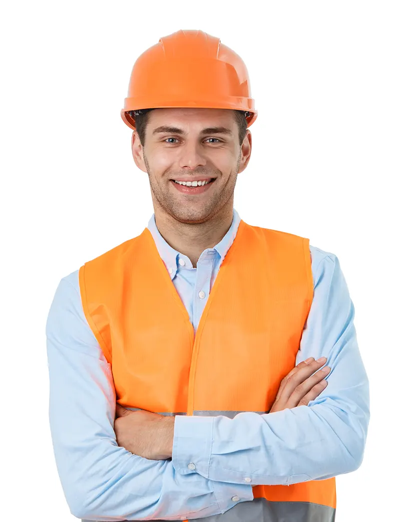 Man in Construction Wearing An Orange Safety Helmet