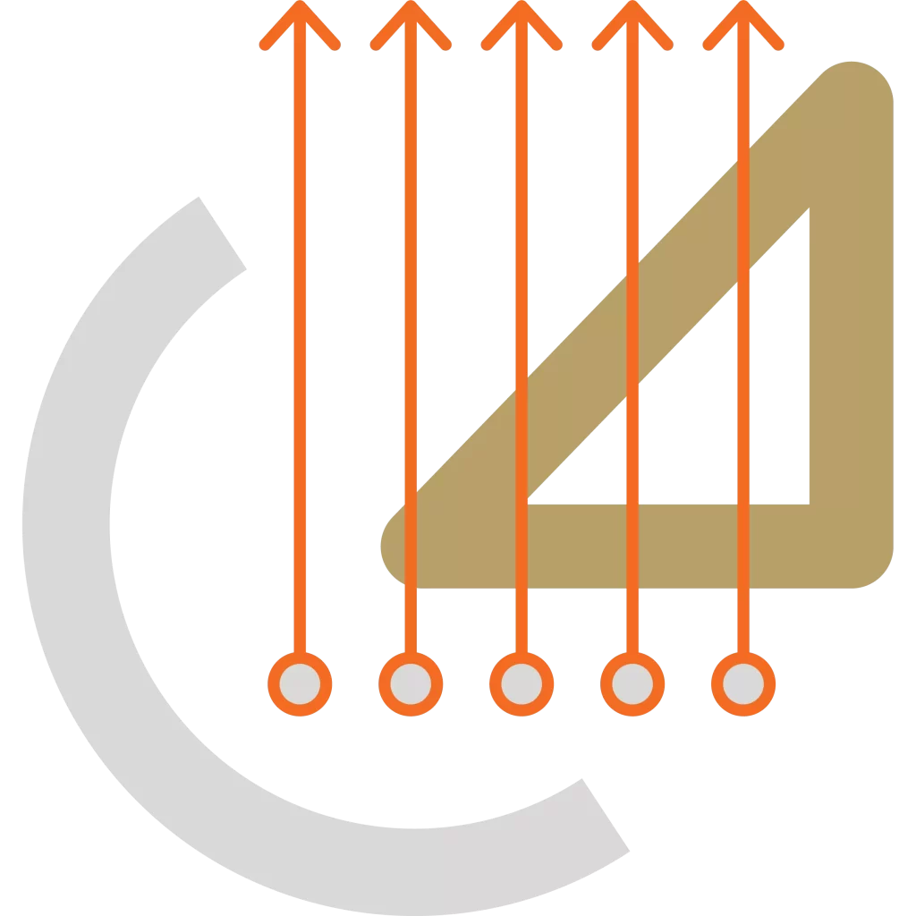 Orange Arrows Facing Upwards With Stylish Shapes in The Background