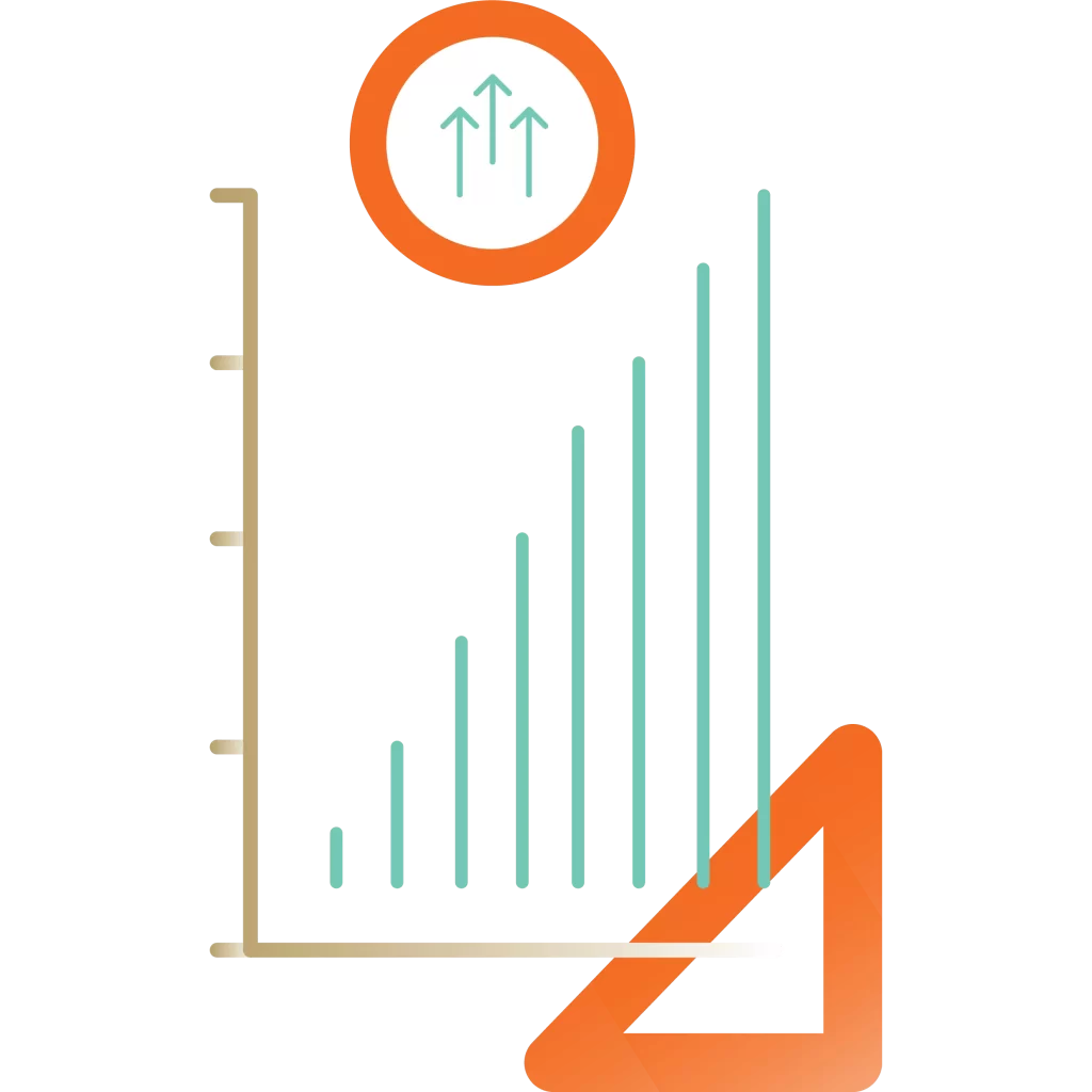 Bar Graph Progress Report with Arrow Shape on Top