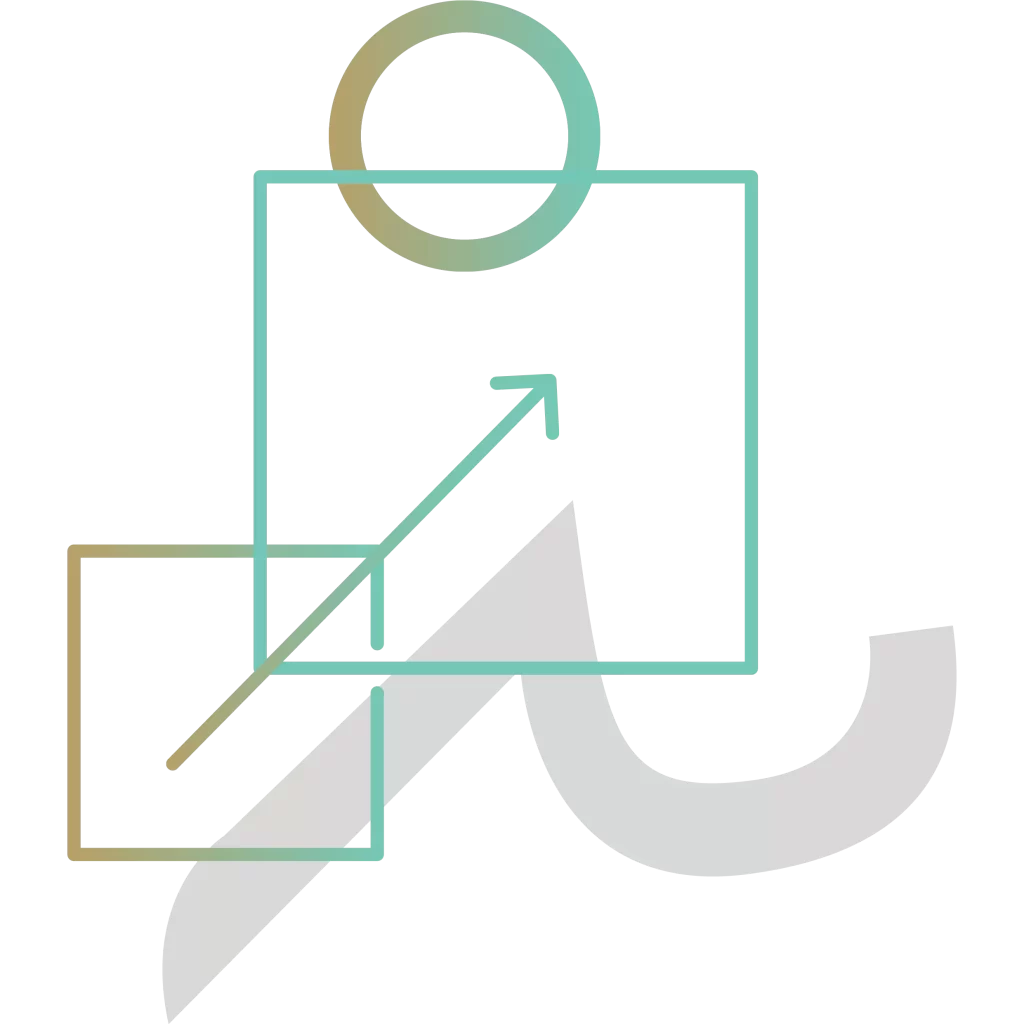 Boxes and Inclined Arrow Facing Upwards