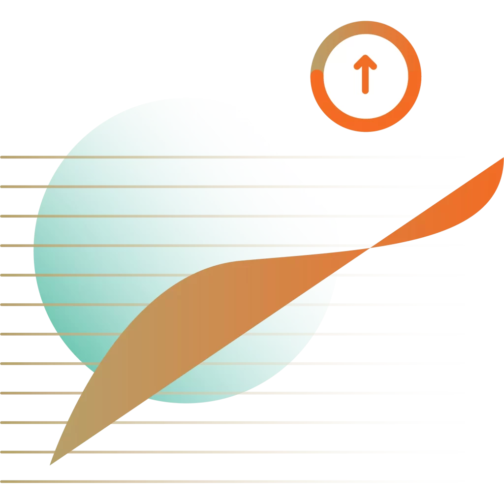 Graph Showing Increase Progress with Arrow Facing Upwards