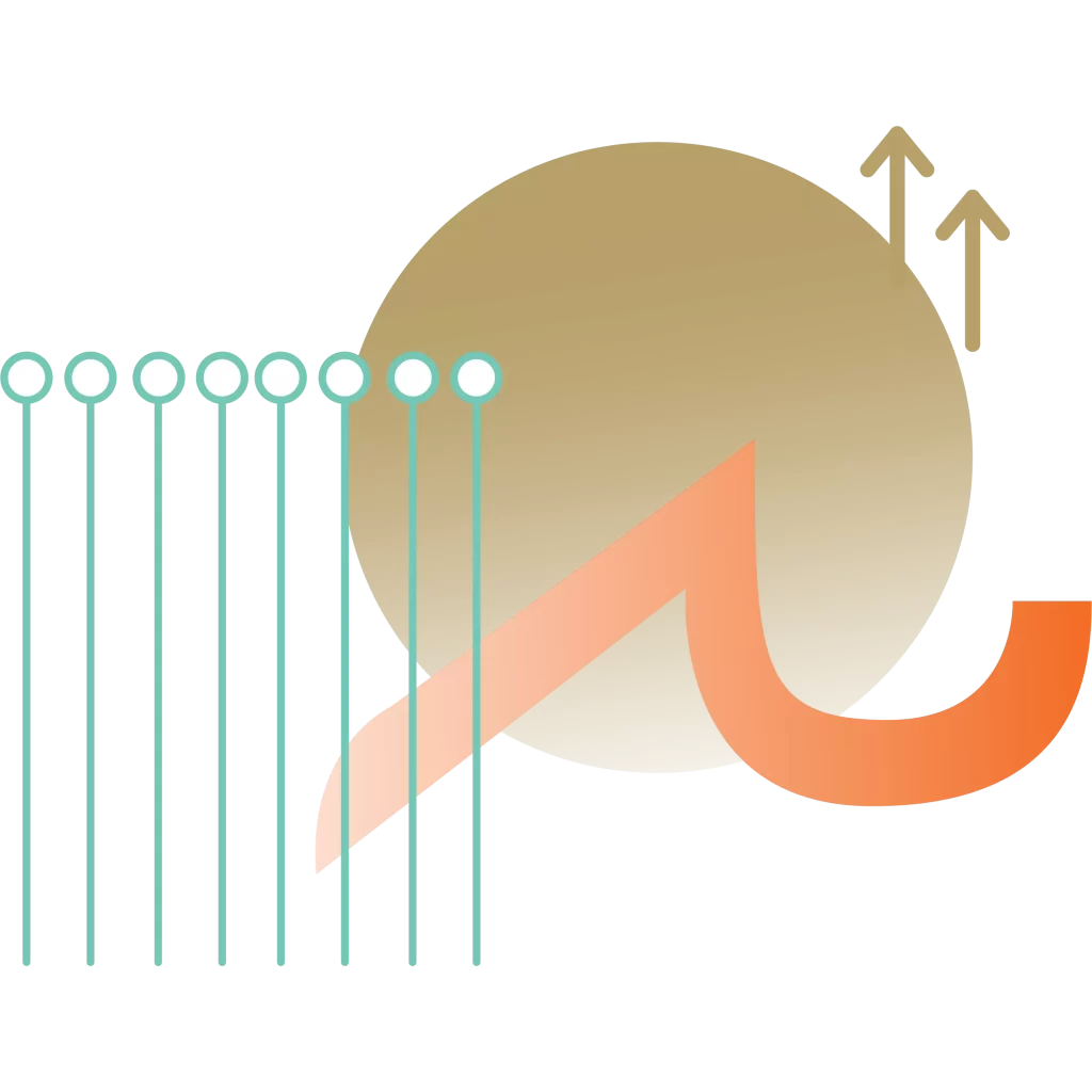Steady Line Graph and Circle Shape with Arrows