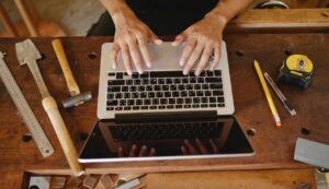 Man working with his laptop.