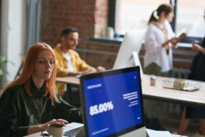 Lady In Front Of A Laptop Working
