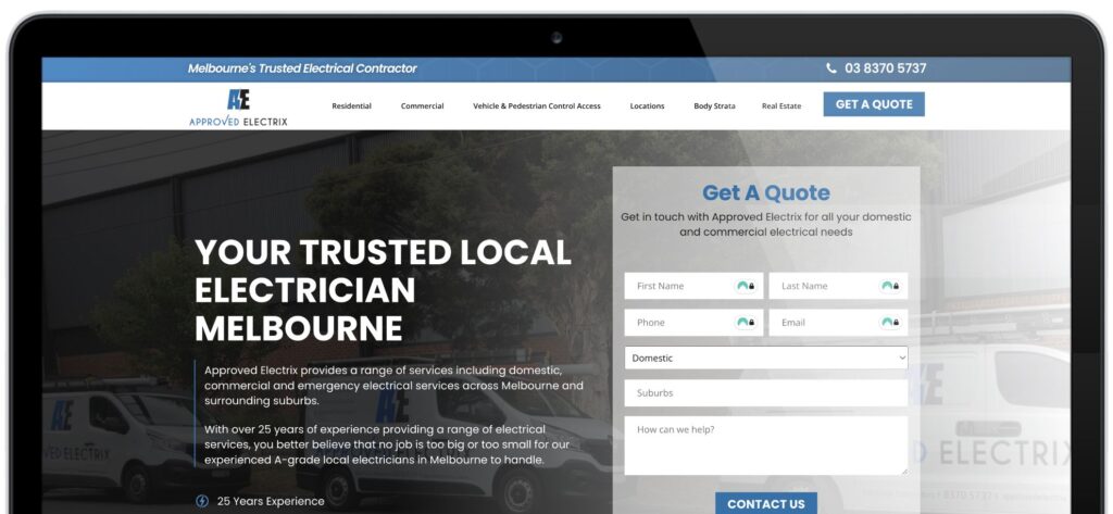 Approved Electrix Website Homepage
